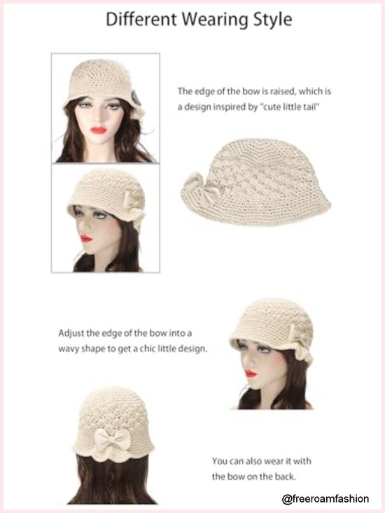 Handmade Crochet Bucket Hat Cotton Knit Cloche Bowler Hat main image 6